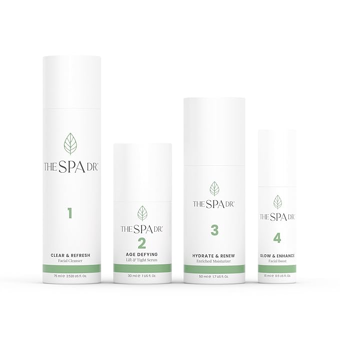 The Spa Dr. 4-Step Facial Kit for Women - 30 Day Supply Skin Care Kit - Anti Agin Facial Kit - Organic Skin Care - Perfectly pH Balanced