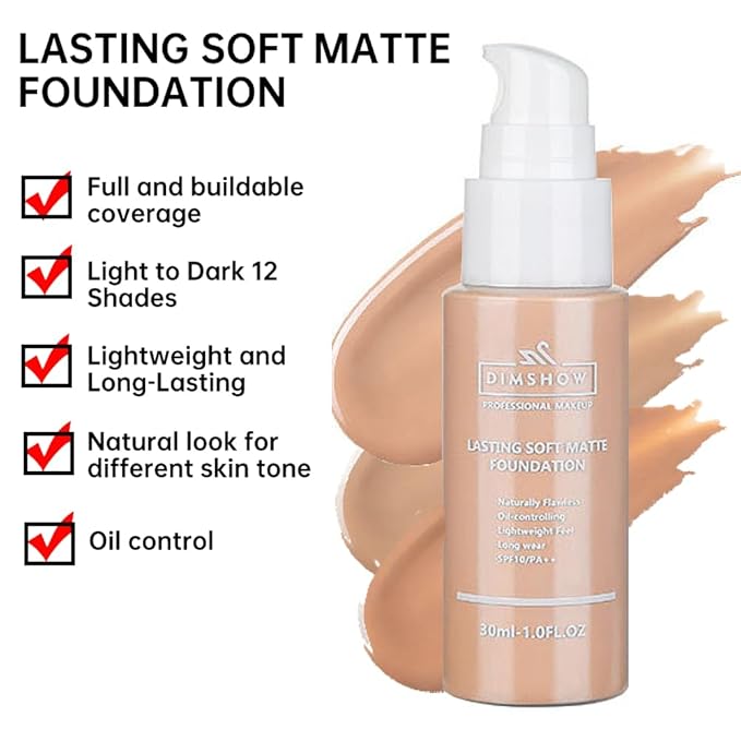 Flawless Matte Liquid Foundation Makeup, Vegan & Cruelty-Free, Liquid Oil-Free Foundation Face Makeup for Combination & Oily Skin, Longwear Medium-Full Coverage (02, 30ml)