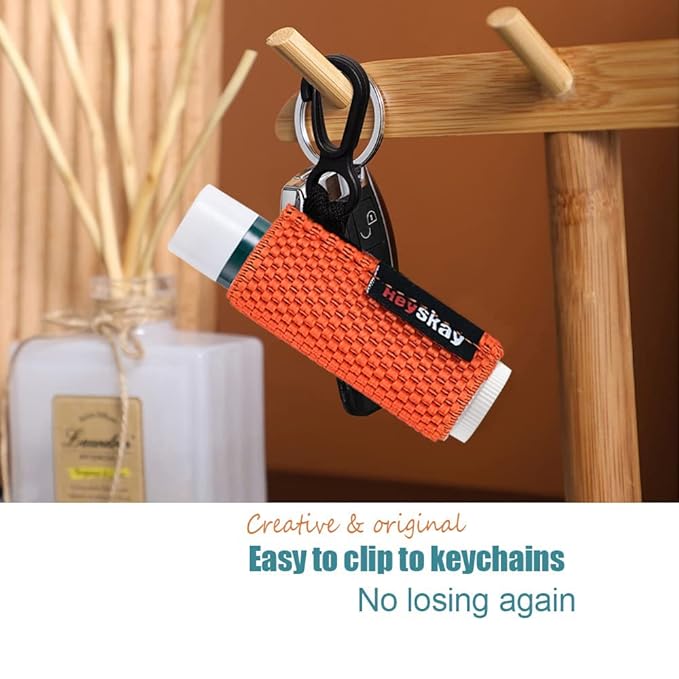 5PCS Lip Balm Holder Lip Gloss Sleeves Keychain Lipstick Holder Keychain Chapstick Elastic Sleeves(Fleshpink/Aqua/White/Rose/Black)