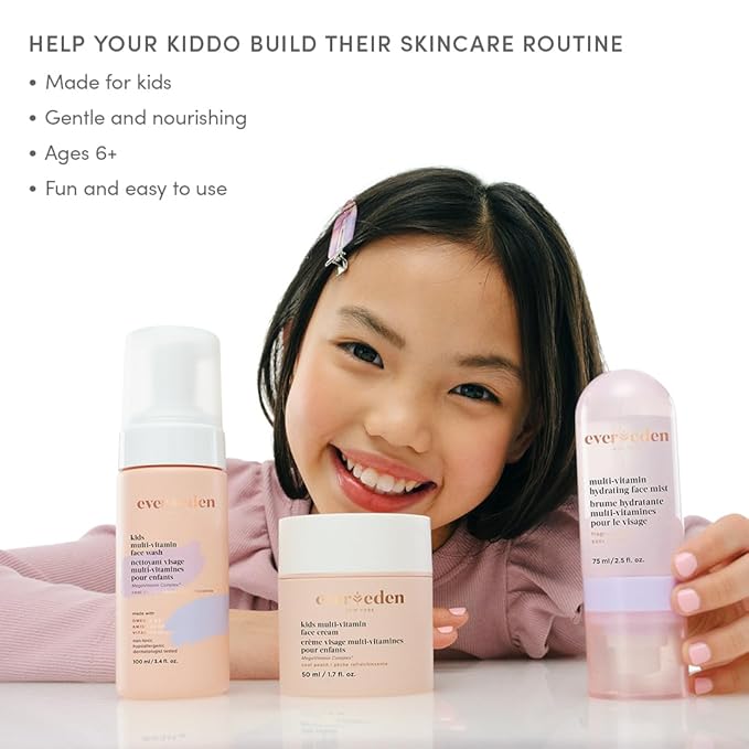 Evereden Kids Multi-Vitamin Hydrating Face Mist | Nourishing Face Spray, Preppy Skincare Essential for Ages 6+ | Clean Formula Safe for Sensitive Skin | Multi-Vitamin Complex, Peach & Mango Juice