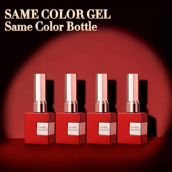 Double Rhythm 6 Pcs 15 ML Gel Polish Set Same Color Same Bottle Soak Off Gel Polish Kit Nail Art Manicure Salon DIY at Home for Women (Glitter Burgundy Dark Cherry Red Maroon-T6-7)