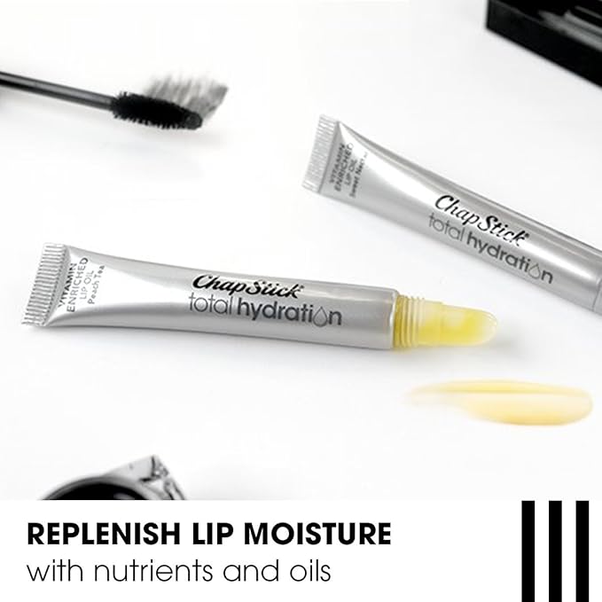 ChapStick Total Hydration Sweet Nectar Flavor Vitamin Enriched Lip Oil, Non Tinted Lip Care - 0.23 Oz