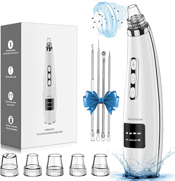 Blackhead Remover Pore Vacuum Upgraded Facial Pore Cleaner Electric Comedone Whitehead Extractor Tool-5 Suction Power,5 Probes,USB Rechargeable Blackhead Vacuum Kit for Women & Men