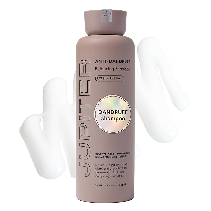 Jupiter Anti Dandruff Shampoo, for Women & Men, Physician-Formulated for Flaky, Itchy, Oily, Dry Scalp, Vegan, Sulfate-Free, Color-Safe, & Paraben-Free, Anti-Dandruff Shampoo with Zinc, 14 fl oz