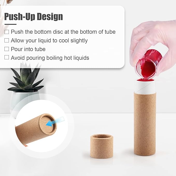 10 Pcs 25g Paperboard Lip Balm Tubes Refillable Krafts Paper Lipstick Tube Round Cardboard Empty Lip Gloss Container Holder Tubes for DIY Chapstick Salve Cosmetic Lotion Solid Perfume - Brown