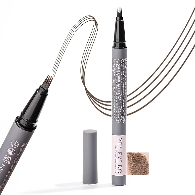 Black Brown Eyebrow Pencil with 4-Prong Micro-Fork Tip, Microblading Dark Brown Eyebrow Pen for Women, Create Natural, Defined Brows, 24H Long Wear YES.EYE DO (Shadow Granite-Black Brown)