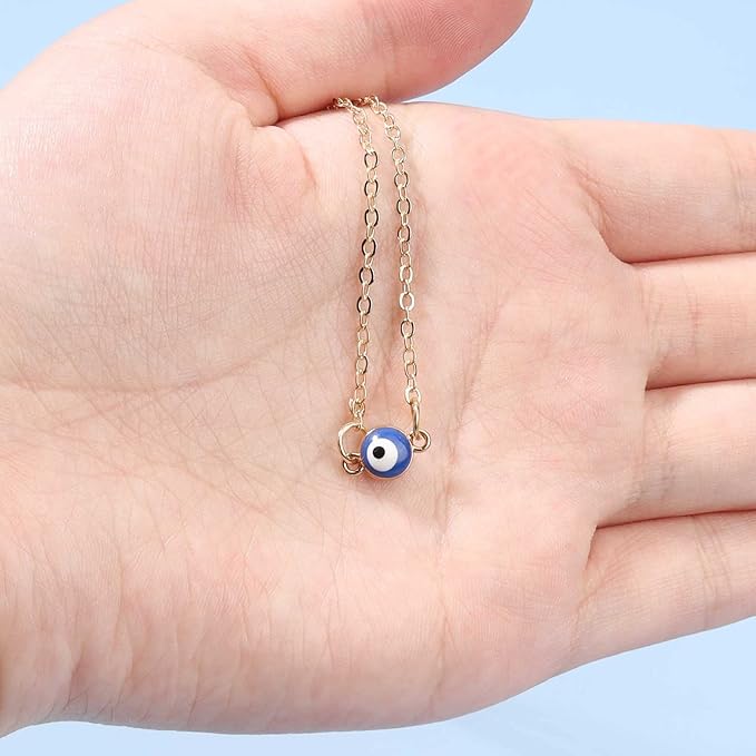Boho Evil Eye Choker Necklace Blue Eye Pendant Necklace Minimal Gold Chain Necklace Lucky Eye Necklace Amulet Chain Jewelry for Women and Girls