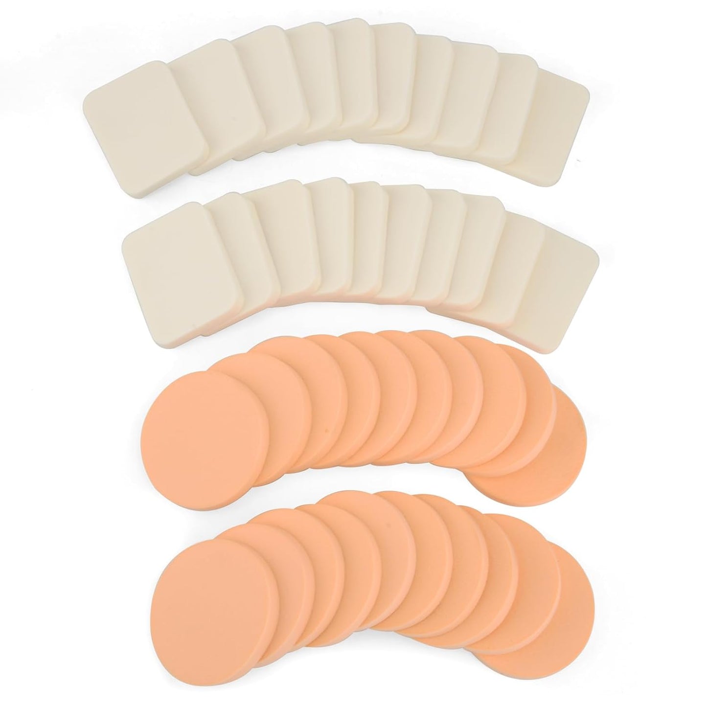 40PCS Round Square Shaped Makeup Blenders Sponges Set, Use for Dry and Wet, Perfect for Full Face Curve Blending, Cream, Liquid, Powder Foundation Cosmetics, Latex Free, Soft, Flexible