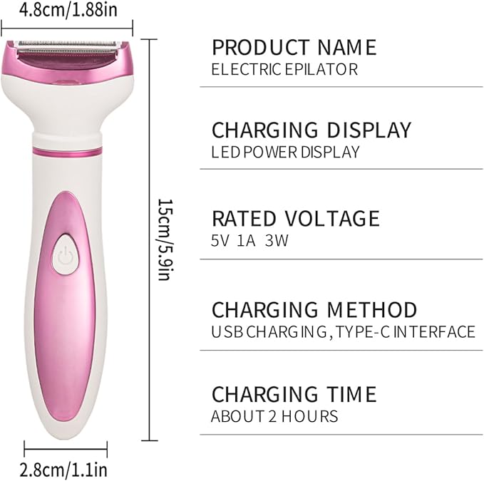 Electric Razor for Women, Bikini Trimmer Womens Shaver for Face Nose Eyebrow Body Leg Pubic Underarm Arm Ladies Rechargeable 4 in 1 Hair Removal Kit Painless Trimming, Gifts for Women (Pink)
