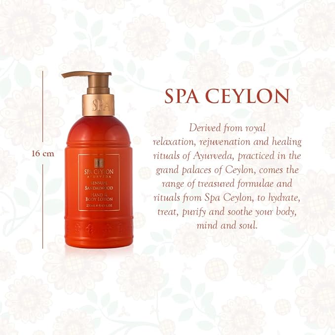 SPA CEYLON Sensual Sandalwood Hand and Body Lotion | Deep Hydrating Body Moisturizer with Coconut | Almond & Rice Bran | Cooling & Invigorating | Suitable for All Skin Types