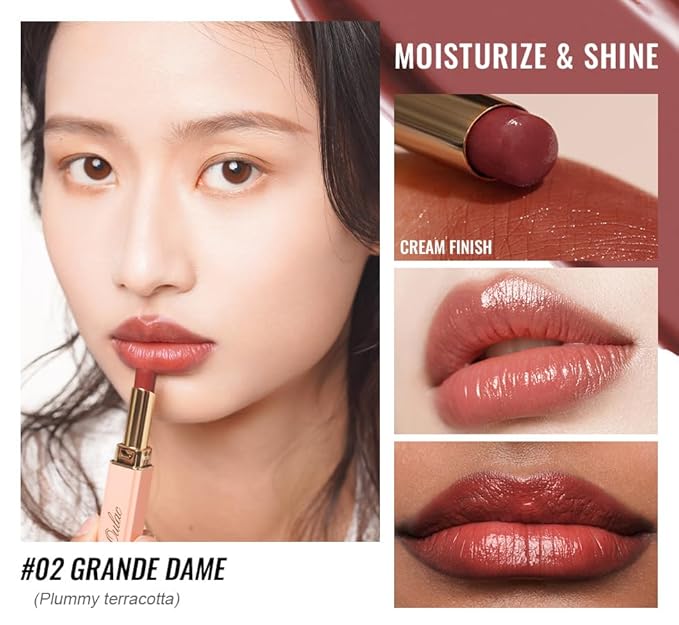 Oulac Moisturizing Shine Red Lipstick for Women, 2 in 1 Tinted Lip Balm for Winter, Hydrated Juicy and Glossy Lip Color for Dry, Cracked and Chapped Lips, Vegan 2.2g/0.07oz (02)