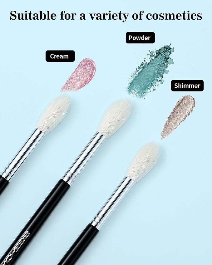 Eyeshadow Brush Fluffy Big Blending Brush Goat Bristles Soft Smugde for Powder Cream Liquid Eyeshadow for Eye Makeup Black (E838)