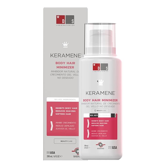 DS Labs Keramene Hair Inhibitor for Face & Body - Reduces Hair Visibility, Softens Texture, Minimizes Growth Over Time, Paraben-Free Formula with Witch Hazel, With Nanosome Technology, 6 Fl Oz