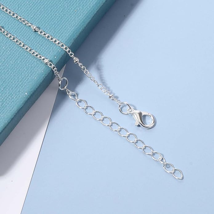 Boho Lava Stone Necklace Chain Silver Layered Chain Y Necklace Lava Bead Lariat Necklace Anxiety Essential Oil Diffuser Necklace Jewelry for Women