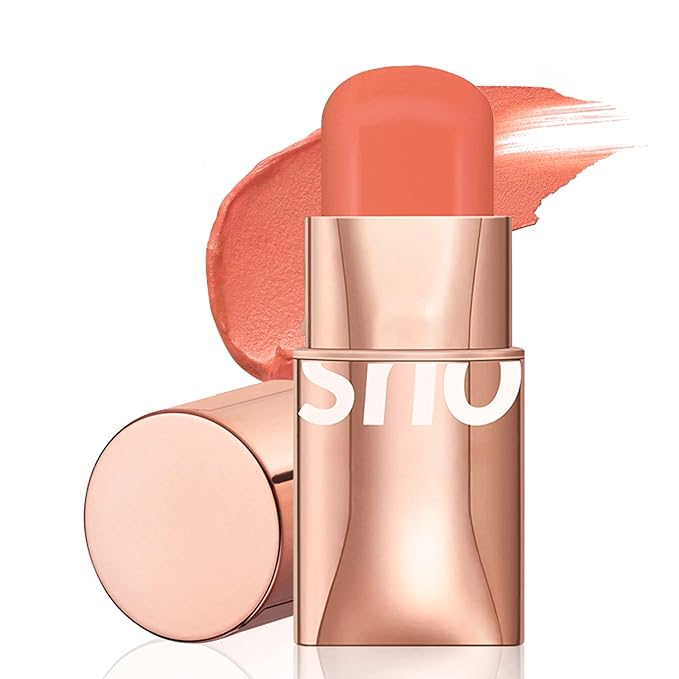 Blush Stick for Cheeks Makeup,Waterproof Cream Blush Face Stick Multi-Use Lip and Cheek Tint,Matte Finish Lightweight Easy to Blend Natural Cream Blusher Makeup for All Skin Tones-Orange