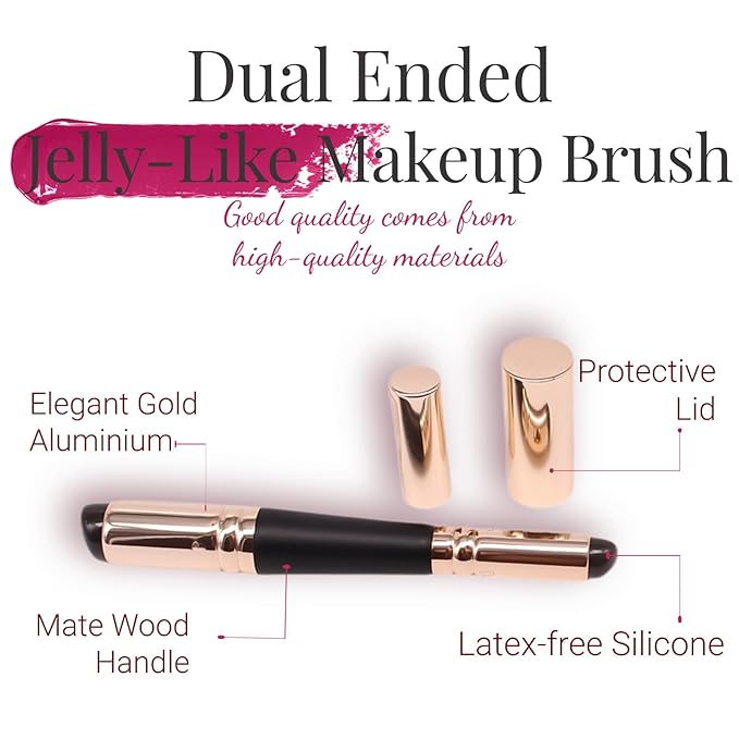Dual Ended Silicone Lip Brush with Lid, Jelly-like Lip Makeup Brush, Versatile Makeup Applicator for Lips, Concealer, Contour, Blush, Bronzer, and Eyes, 1 count
