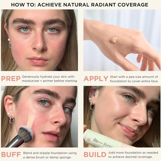 HALEYS Re-form Luminous Skin Foundation, VEGAN + CRUELTY-FREE, Blurs, Conceals, Blendable, Buildable Med-to-Full Coverage, Weightless, Oil-free, All-Day Wear, Hyaluronic Acid, All skin types (1.75)