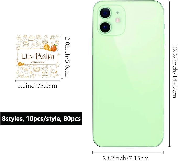 CRASPIRE Lip Balm Labels 80pcs Homemade Lip Balm Labels 2” Clear Lip Balm Labels for Tubes Printable Waterproof Lip Balm Stickers Labels for Lip Balm Handcream Candle Container（Food Logo）