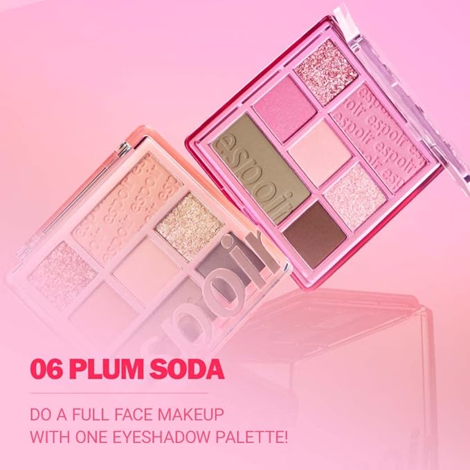 Espoir Real Eye Palette #6 Plum Soda | Everyday Multi-Use Long-Lasting and Blendable 7 Colors Eyeshadow Palette for Eyeshadow Base and Cheeks Makeup | Warm, Cool, Neutrals | Korean Makeup