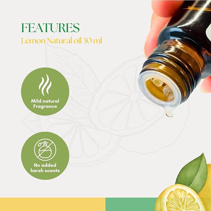 Roots & Above Pure Natural Lemon Essential Oil 1.01 oz/30ml Cold Pressed Oils for Skin, Hair, Massage, Diffusers & Candle Making