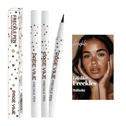 2 Pack Freckle Pen,Liquid Face Fake Freckles Makeup Pen to Create Natural Freckle Makeup and Freck beauty,Fake Freckles Waterproof for Lifelike Sunkissed Makeup,Mole Pen (02Medium+03Dark)