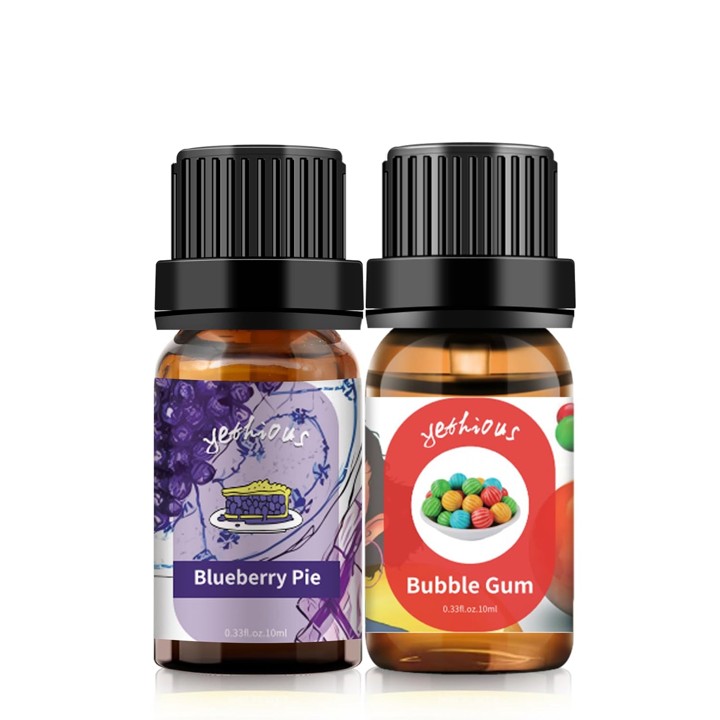 yethious Bubble Gum Essential Oil for Diffuser Blueberry Pie Bubble Gum Essential Oil Set Bubble Gum Oil 100% Pure Aromatherapy Oils - 2pcs X 10ml