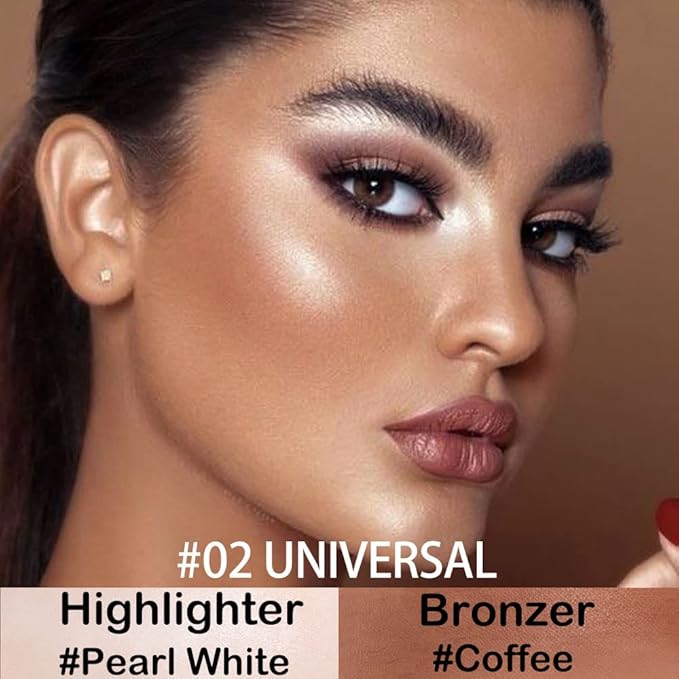 evpct 2In1 Face Cream Contour Stick Makeup Highlighter Highlight Brown Creme Cheek Contour Sticks contorno en crema Bronzer Bronzing Foundation Stick Kit Illuminator Long Lasting,02 Pearl White Coffee