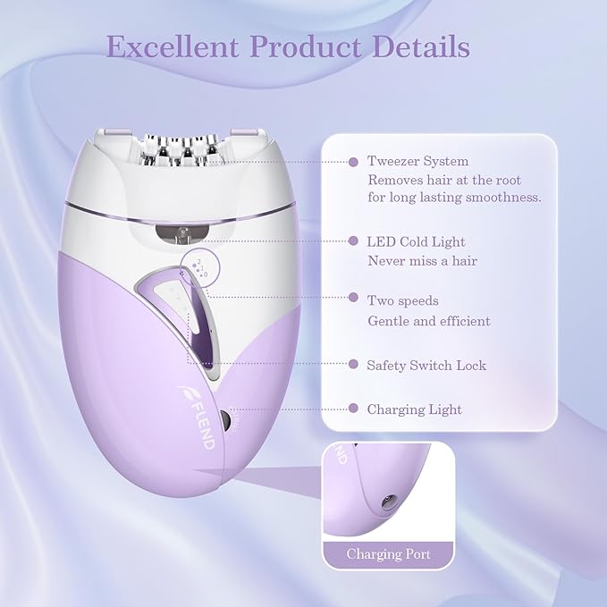 Epilators, 2-Speed Painless Smooth Glide Epilator for Women, Cordless Rechargeable Facial Hair Removal Epilator, Hair Removal Device for Women's Face Legs Bikini Area Arms Legs