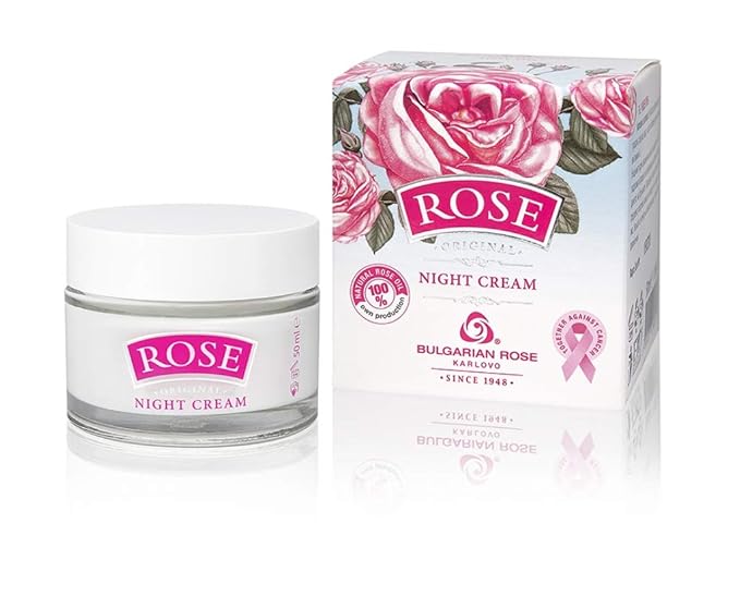 Bulgarian Rose Moisturizing Daily Regimen 5 Piece Gift Set - Rose Day Cream, Rose Night Cream, Exfoliating Face Mask, Rose Soap, Rose Soap Sponge