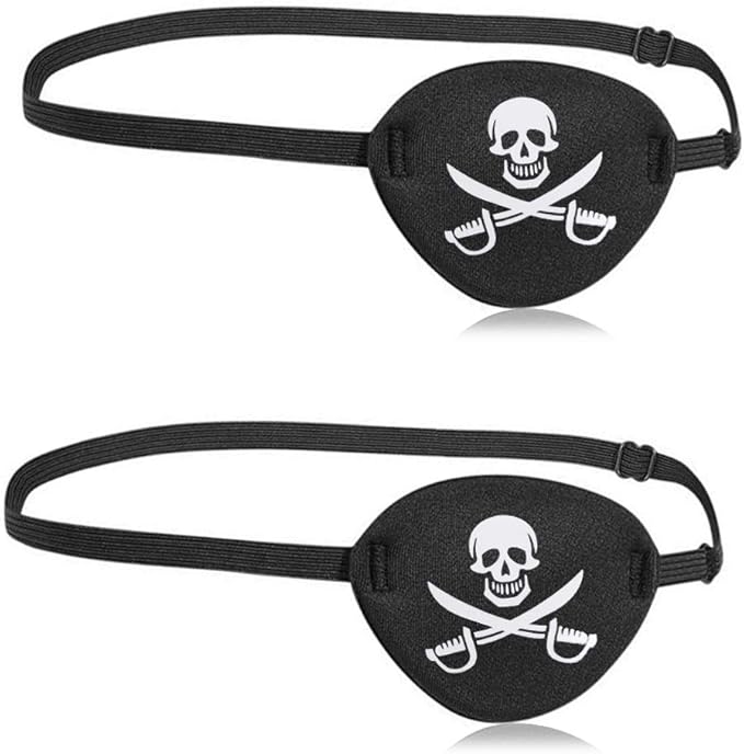 2pcs Eye Patch Mask Skull and Cross Bones with Adjustable Strap