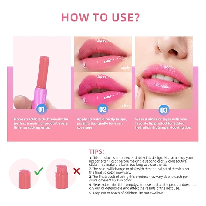 MAEPEOR Tinted Lip Balm 6 Colors Moisturizing Lip Balm Hydrating Changing Lip Gloss for Lip Care and Dry Lip (02 Berry)