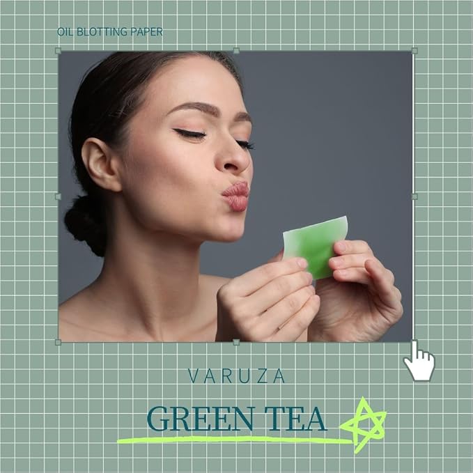 [400 Counts + Mirror Case] Green Tea Natural Oil Blotting Sheets for Face with Mirror Case and Refills