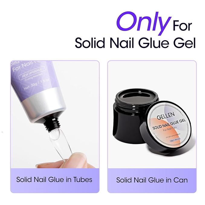 Gellen 2 Pack Solid Nail Glue Gel Remover 60ML Press On Nails Remover Glue Off Spray for False Acrylic Tips, with Stick, Acetone Free, Nail-friendly