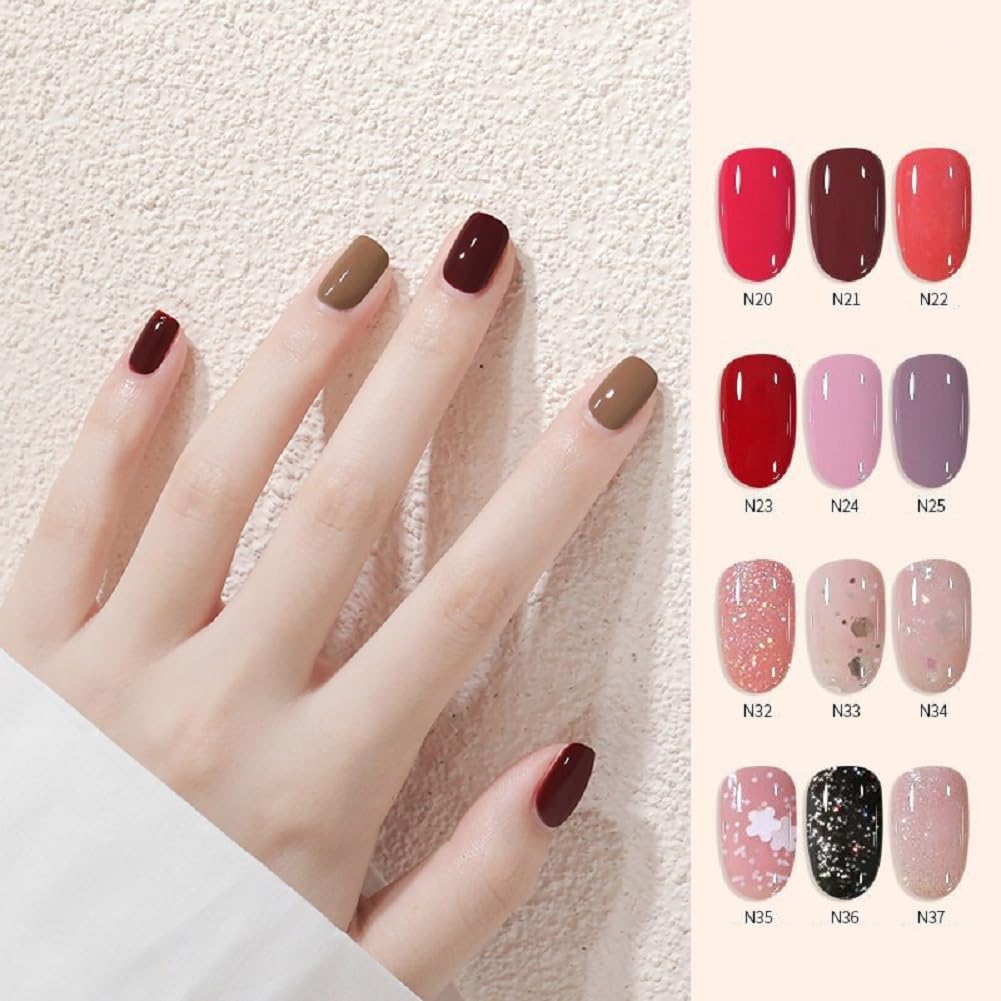 Nail Polish set - Nail Lacquer Quick Dry, Full Size, Vibrant, Colorful, Trendy, Glitter, Glossy, Metallic, Matte Nail Art Nail Shades (N36 Stars in Black, 52g)