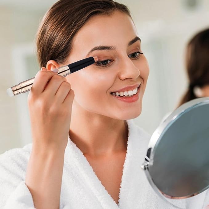 Purple Eyeshadow Stick And Sponge Makeup Brush Cream Shimmer Smooth Shadow Pencil Eyeliner Long Lasting Waterproof Eye Shadow Highlighter Stick Hypoallergenic Multi-Dimensional Eyes Look ( # 08)