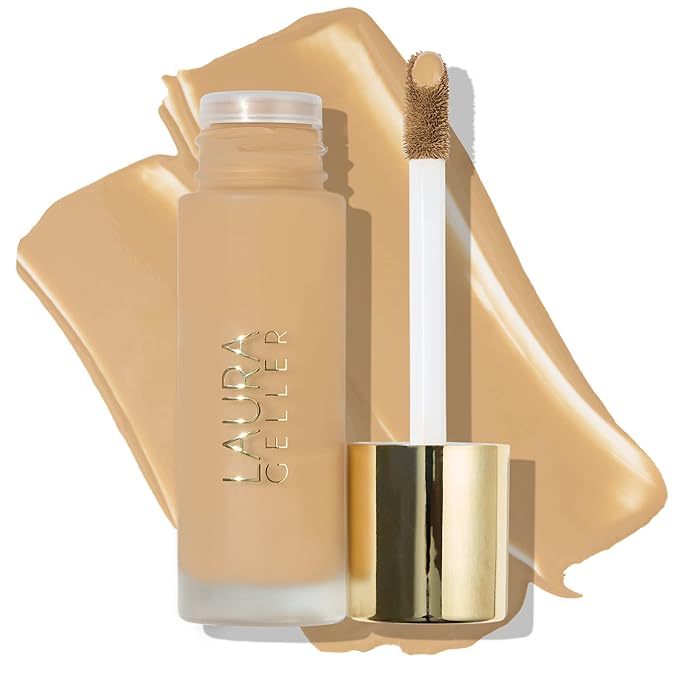 LAURA GELLER NEW YORK Double Take Liquid Foundation | Medium to Full Coverage, Natural Matte Finish, Golden Medium