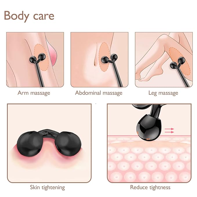 Tekson Face Roller, Facial Metal Massager, Massage Tool for face (Black)
