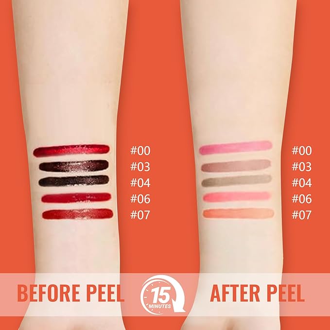 2pcs Lip Stain Peel Off - Lip Liner Stain Long Lasting Waterproof,2-in-1 Lip Liner with Tweezer Nude Matte,Non-Stick Cup,Highly Pigmented，Natural Finish,Stay On All Day,Perfect for Gift (Nude+Rose)