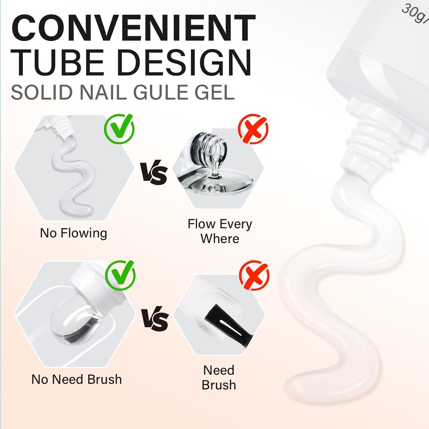 AILLSA Solid Gel Nail Glue for Nail Tips Super Strong Gel Glues Professional Fake Acrylic Soft Nails Glue U V Lamp Curing Needed - Long Lasting 15g / 0.5fl.oz