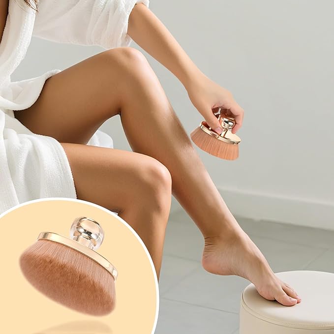 Extra Large Body Makeup Brush for Self Tanner – 115mm Wide Rose Gold Kabuki Body Brush for Bronzer Blend & Blur, Vegan Fiber Self Tanning Brush for Legs & Body with Drawstring Bag by Yoseng