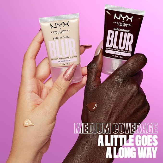 NYX PROFESSIONAL MAKEUP Bare With Me Blur Skin Tint Foundation Make Up with Matcha, Glycerin & Niacinamide - Pale