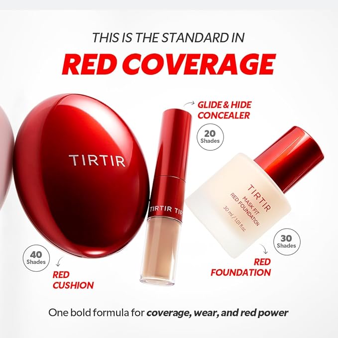 TIRTIR Mask Fit Red FoundationㅣLong Lasting Flawless Coverage, Energy Essence, Lightweight, Hydrating, Pore-Blurring, Breathable Satin Finish, Makeup, Radiant Skin, #25N Mocha, 1.01 Fl Oz