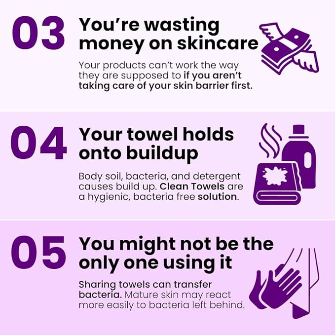 Clean Skin Club Clean Towels XL Healthy Aging™, Smooths Fine Lines Wrinkles & Texture In 6 Weeks, Treated for Extra Softness, Disposable Face Towels, Anti Aging Makeup Remover Dry Wipe (50 Ct, 1 Pack)