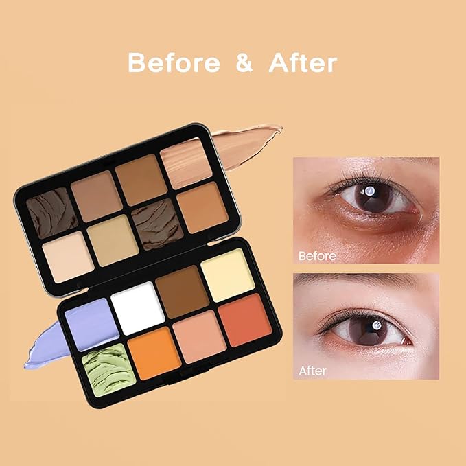 16 Color Corrector Concealer Foundation Palette Cream Set, Orange Green Peach Color Correcting Camouflage Makeup Cream Contour Palette with 11Pcs Makeup Brush Kit for Dark Circles Dark Spots
