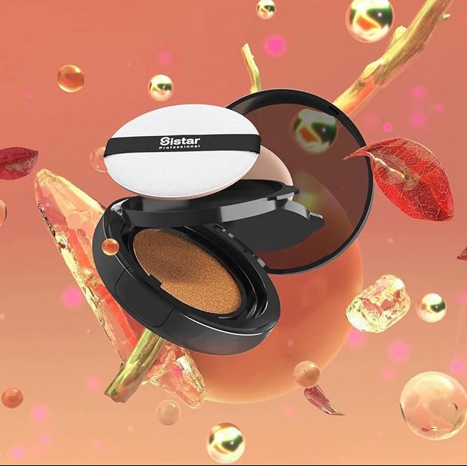 Sistar Skin Perfecting BB Cushion Full Coverage Long Lasting Natural Glow Foundation On The Go Case With Mirror (Tan)