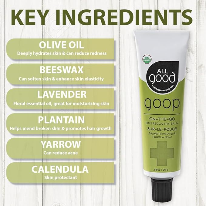 All Good Goop on the Go - Chafing Cream, Dry Skin Salve, Cracking Lip Moisturizer - Soothes, Hydrates & Calms - Travel Size Recovery Balm 1oz