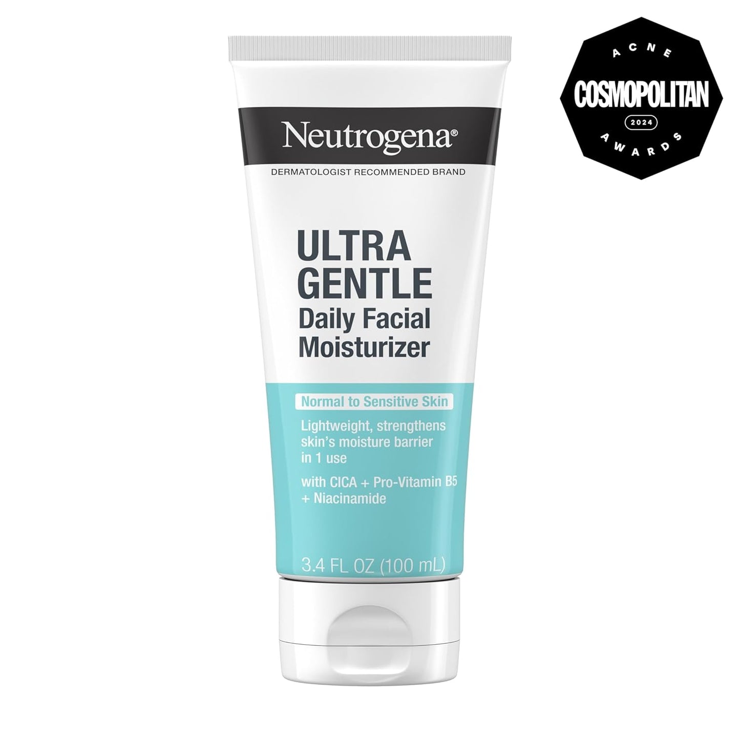 Neutrogena Fragrance Free Daily Facial Moisturizer, Face & Neck Moisturizer for Sensitive Skin with Vitamin B3, Pro-Vitamin B5 & Vitamin E Supports Skin's Dynamic Barrier, 3.4 fl. oz