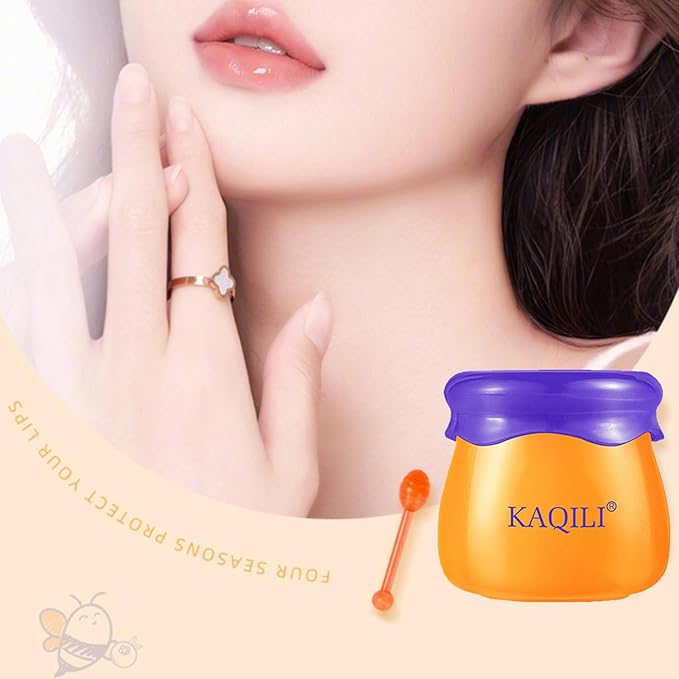 Honey Lip Balm Pot, Propolis Lip Mask, Strawberry Hydrating Propolis Lip Sleeping Mask, Prevent Dry&Cracked, Lip Repair Nourishes the Lip Skin (strawberry & blueberry & peach & avocado)