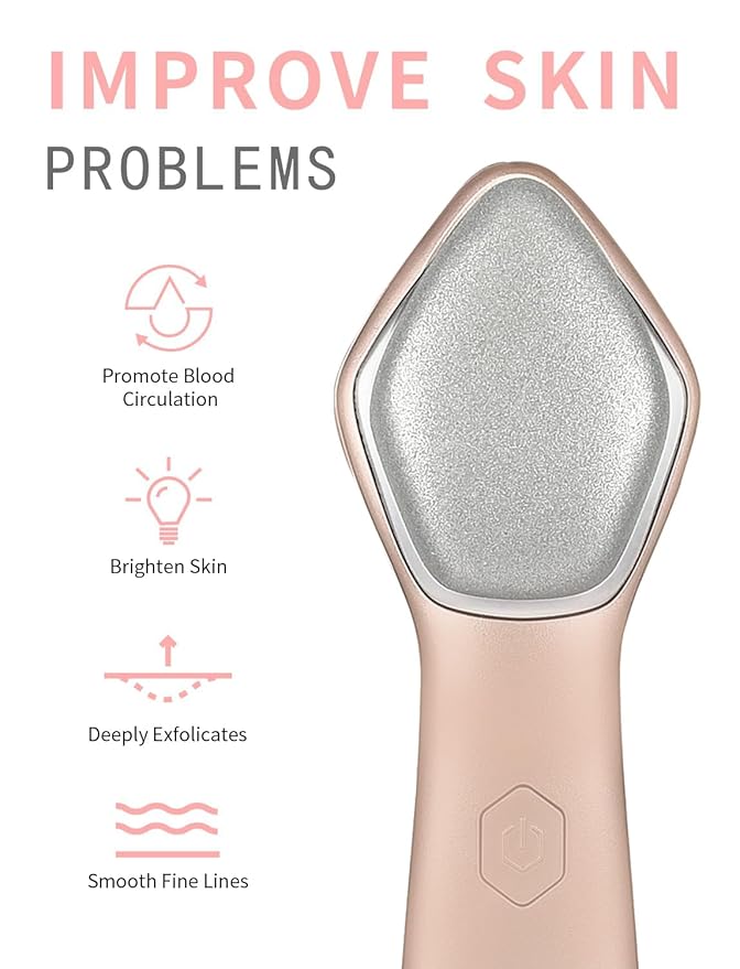 NEWDERMO Microdermabrasion Machine Pro, Large Diamond Electric Microdermabrasion Wand Tool With 3 Levels Frequency for Face Body Exfoliate Skin Care (Pink)