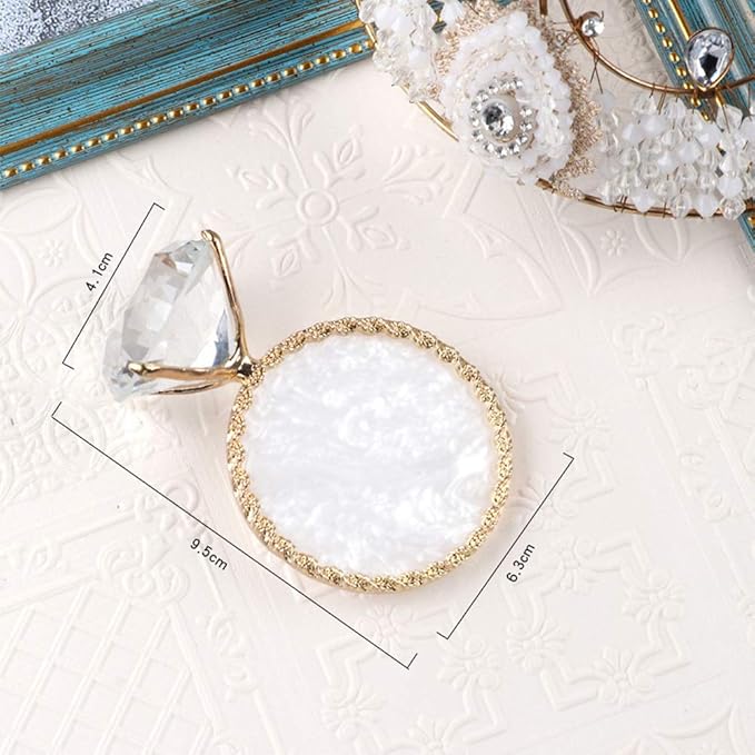 Golden Edge Resin Nail Art Palettes with Diamond Base Nail Mixing Palette Polish Color Mixing Plate Nail Holder Display Cosmetic Makeup Palette Tray Accessories